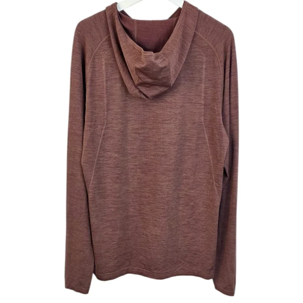 Lululemon Men's Metal Vent Tech Long Sleeve Hoodie, Heathered Red, Size L - Picture 2 of 8